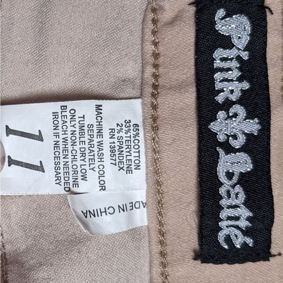 Pink Latte Tan Bootcut Slightly Flared Khaki Cream Tan Junior's Soft Dress Pants - Picture 2 of 5
